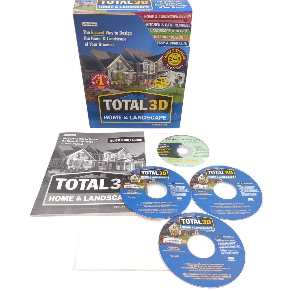 Total 3D Home & Landscape Deluxe Suite PC Software Windows 98SE 2000 ME XP